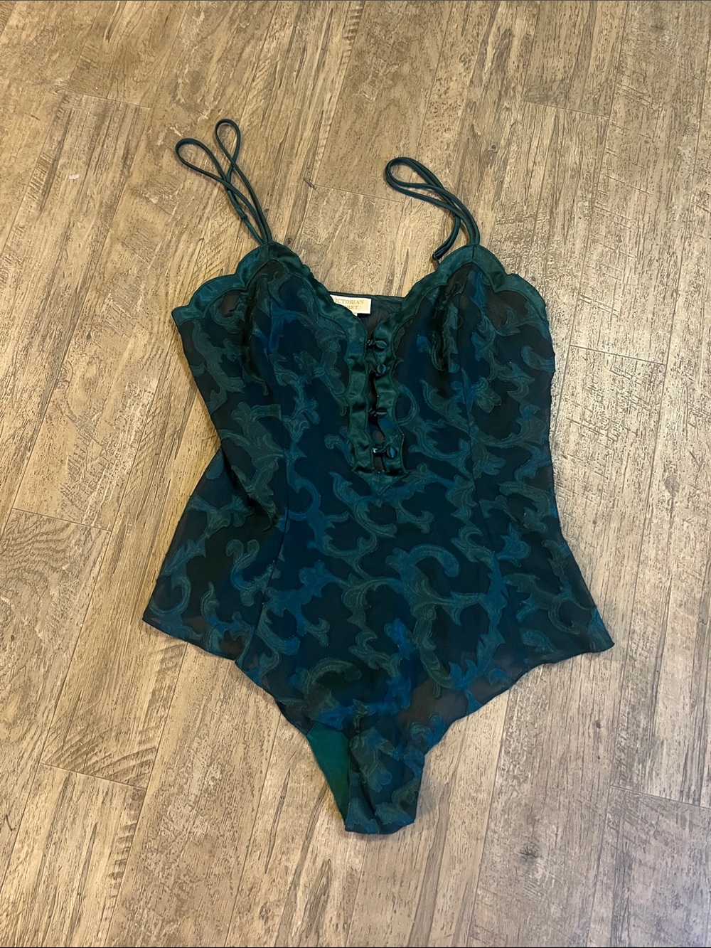 Victoria's Secret Teal Lace-Trimmed Bodysuit